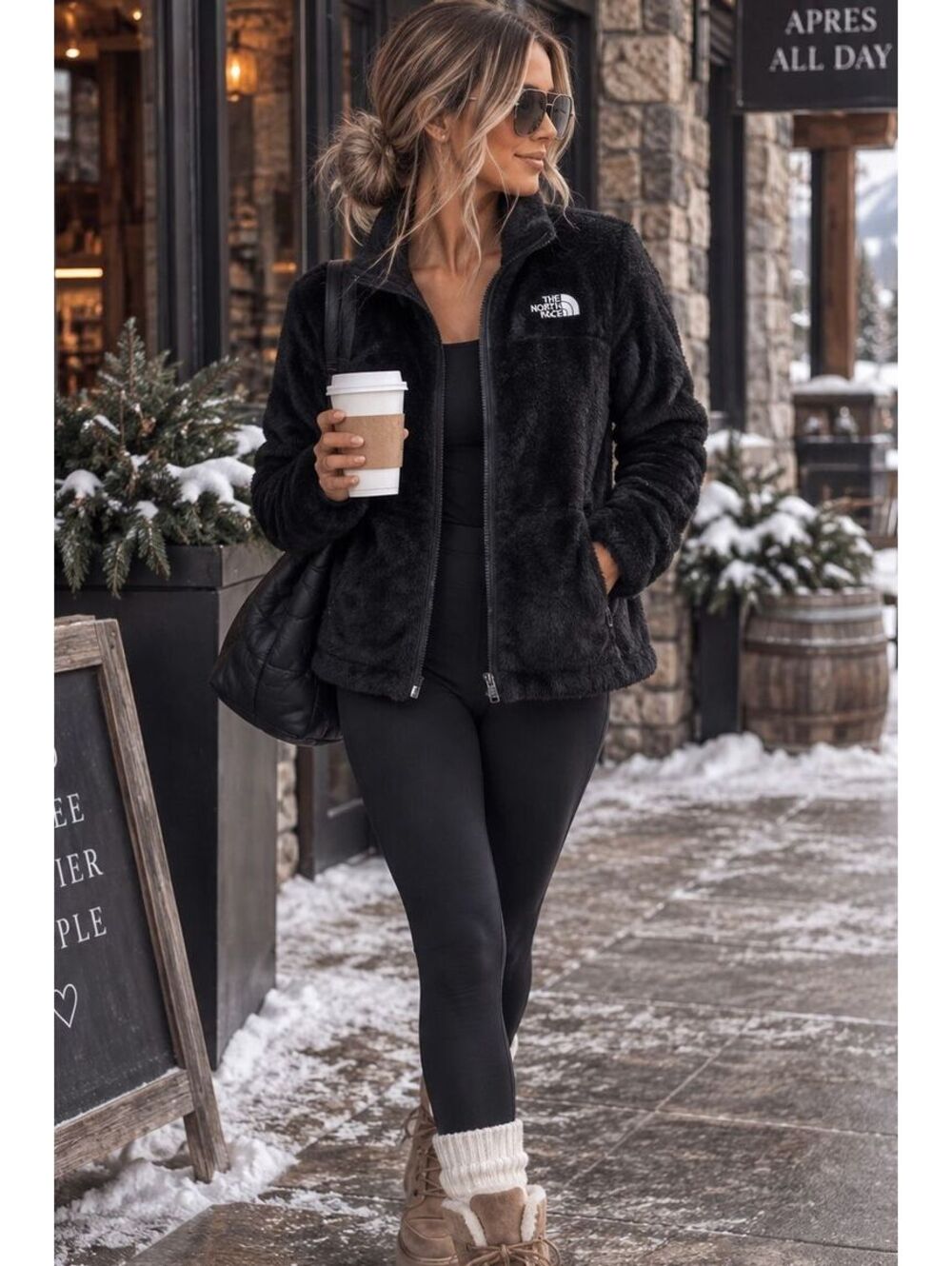 The North Face Women’s M Black Reversible Faux Fur Quilted Jacket